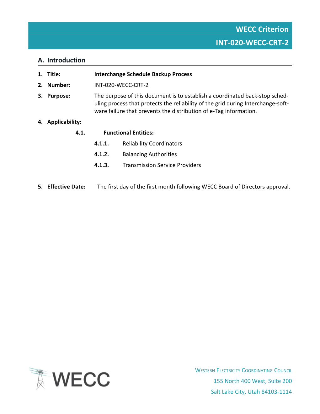 WECC-0118 Posting 4 IA Removal - Final