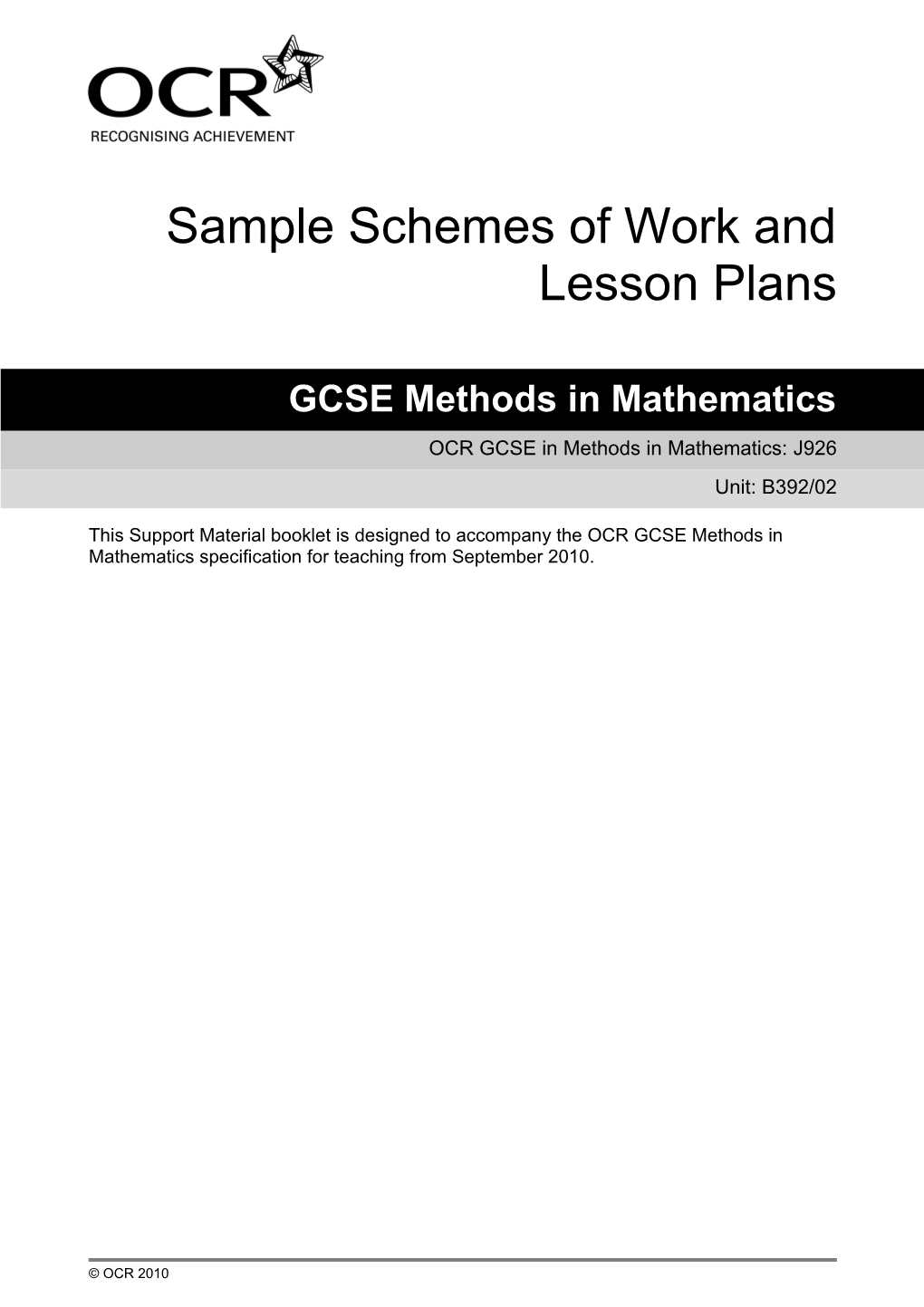Sample Schemes of Work and Lesson Plans s1