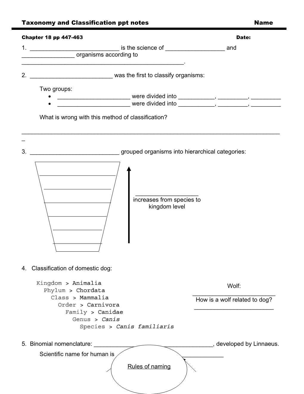 Taxonomy and Classification Ppt Notes
