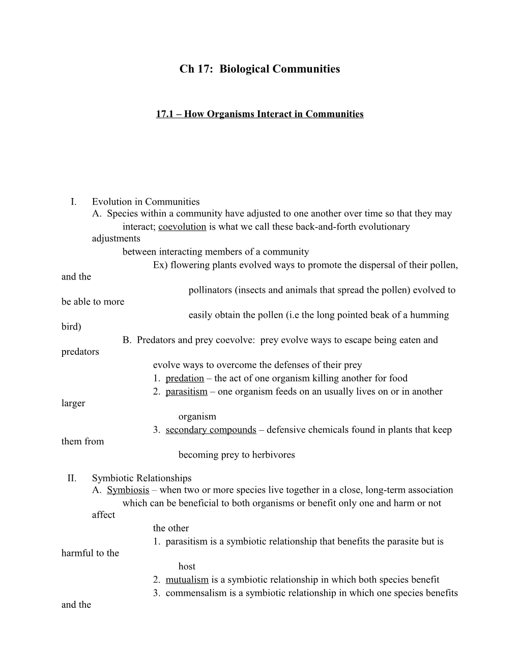 17.1 How Organisms Interact in Communities