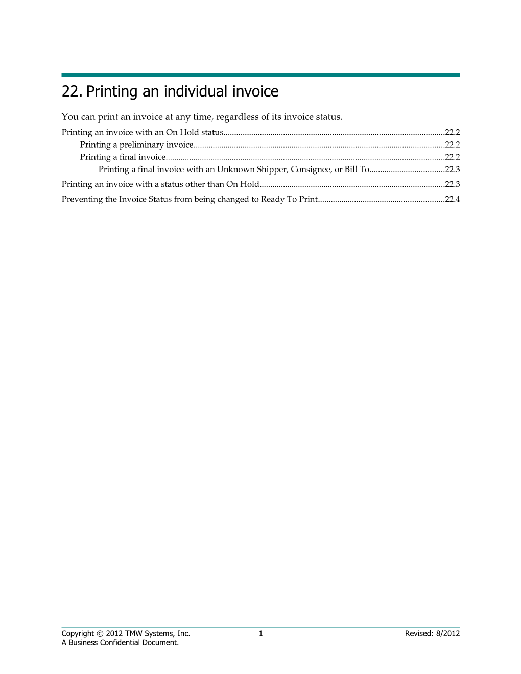 Printing an Individual Invoice