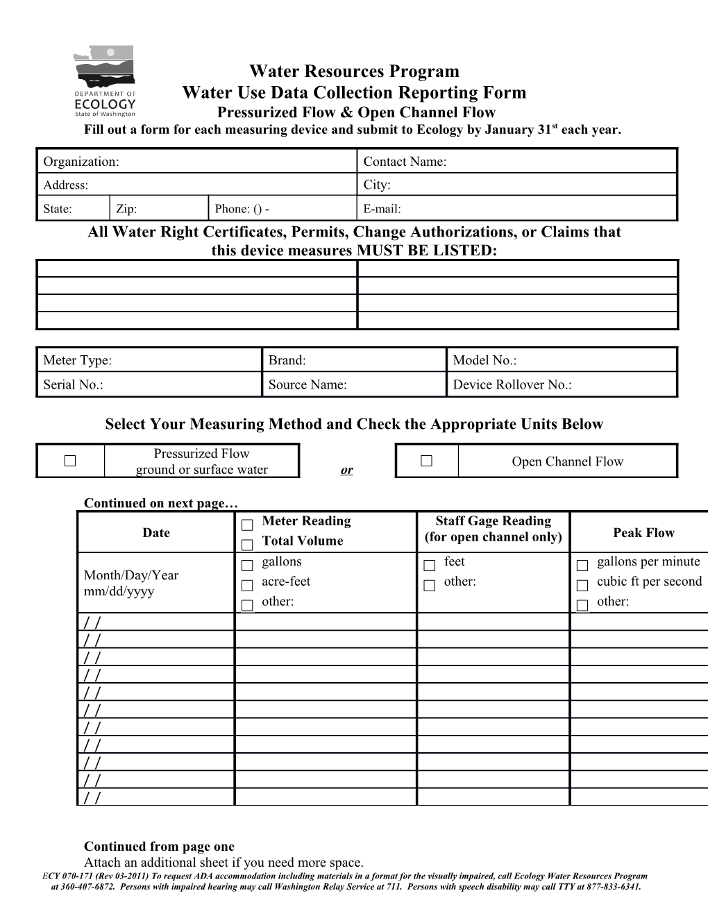Water Use Data Collection Reporting Form