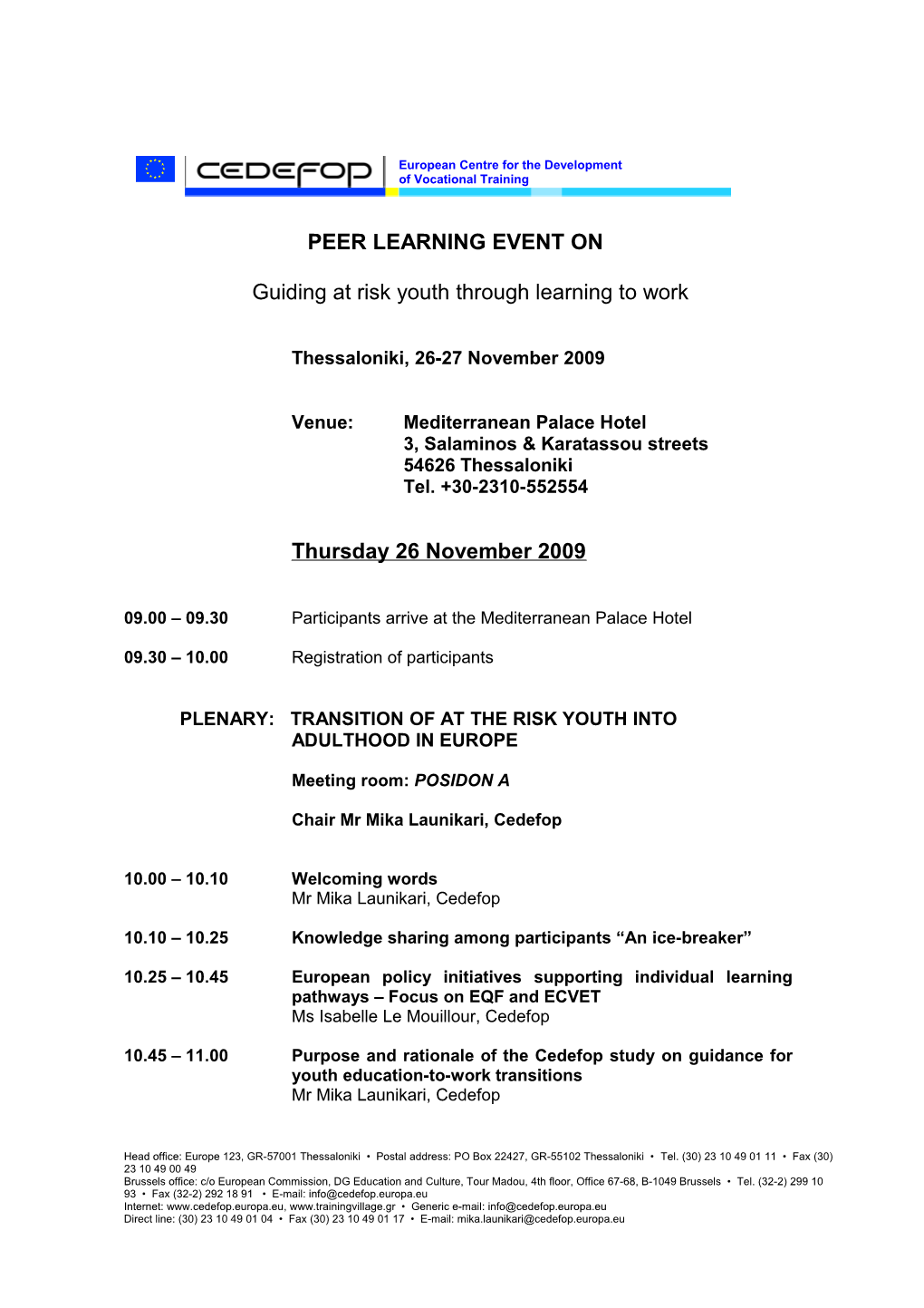 Peer Learning Event On