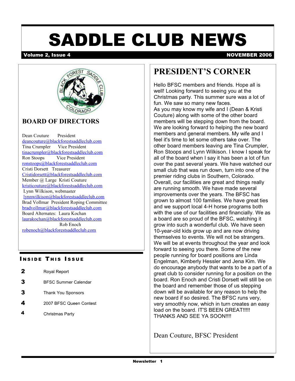 Saddle Club News