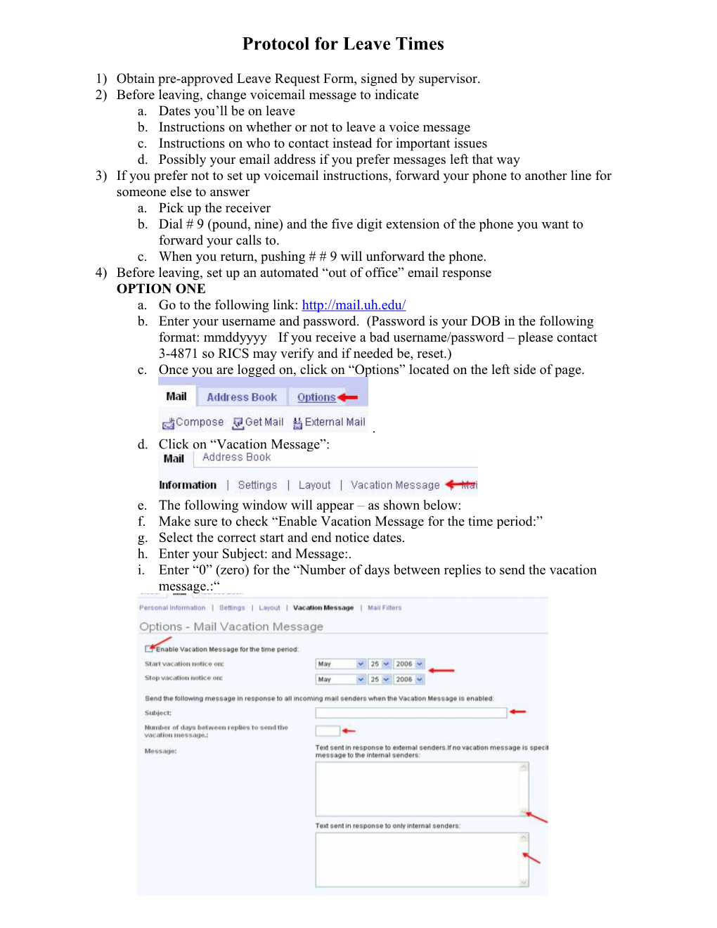 Protocol for Leave Times