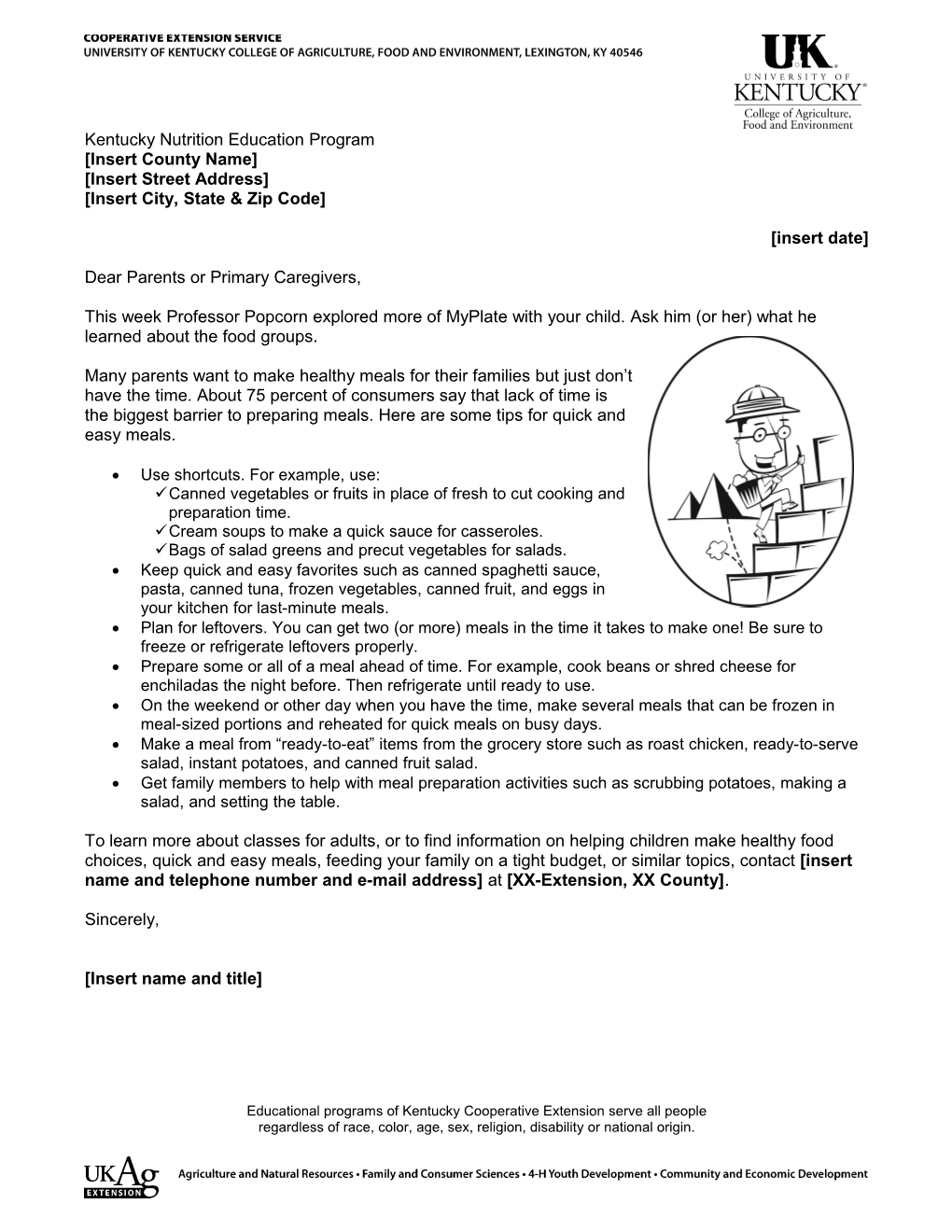 Parent Letter for Lesson 3 All Grades