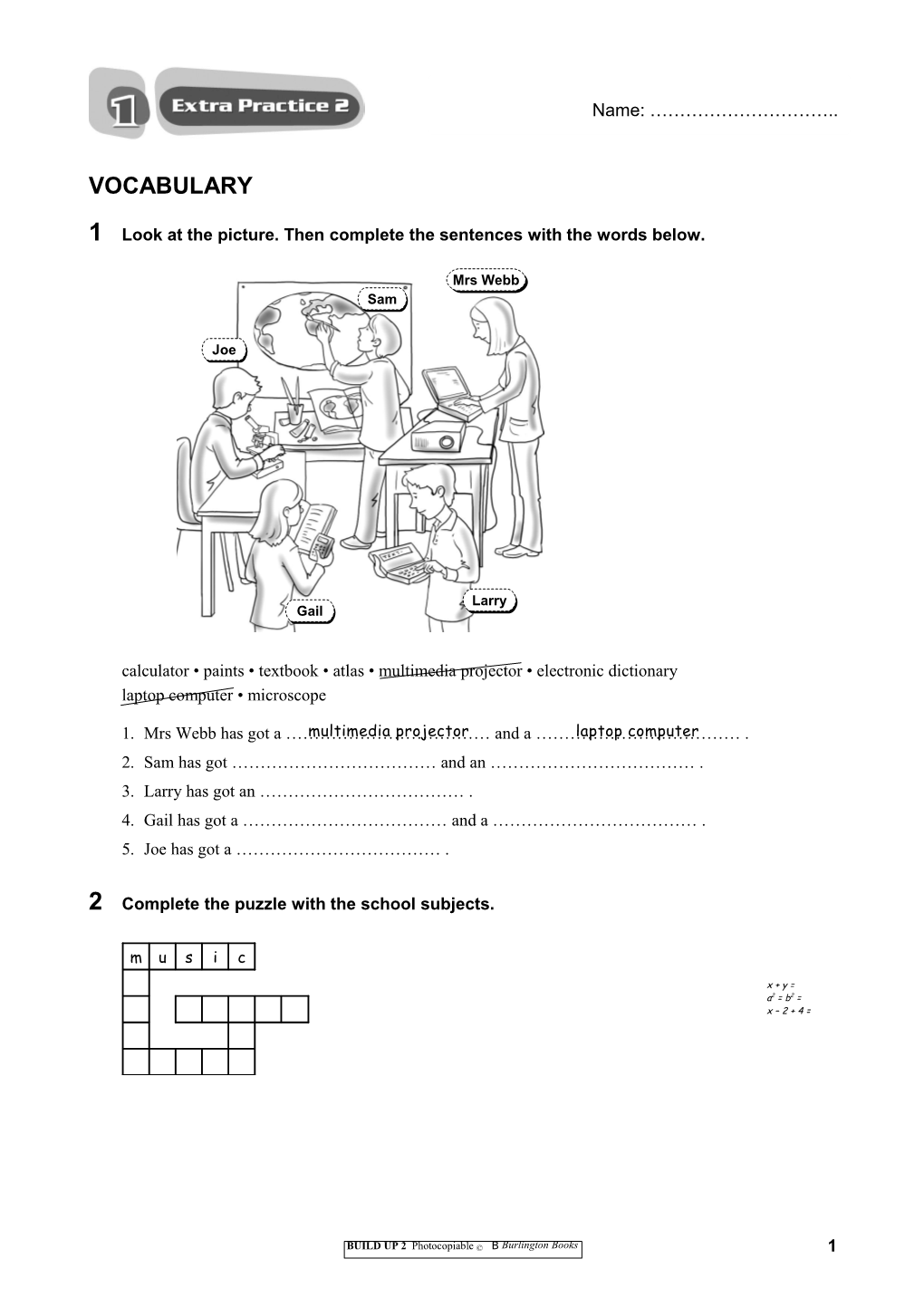 Build up 2 Test Factory - Unit 1 Extra Practice 2