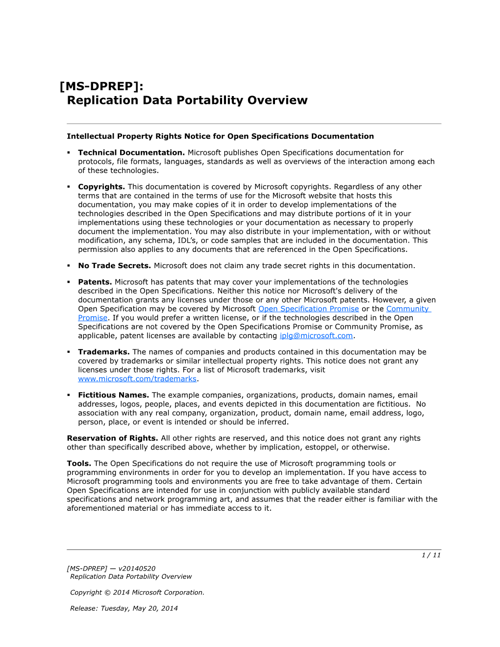 Intellectual Property Rights Notice for Open Specifications Documentation s77