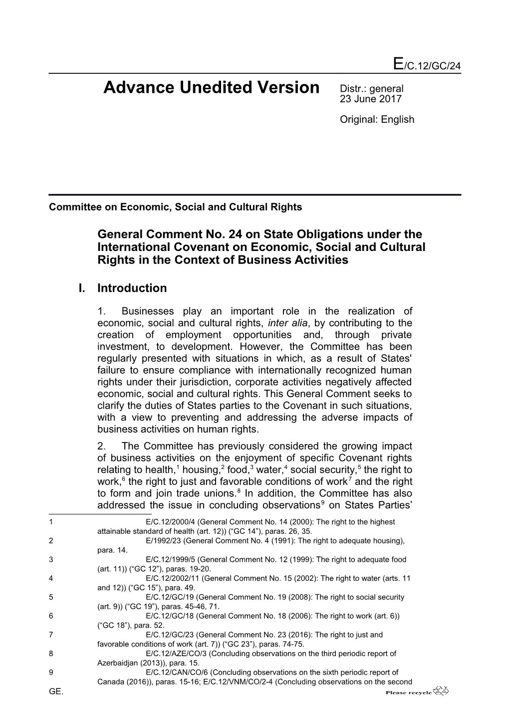 Committee on Economic, Social and Cultural Rights s9
