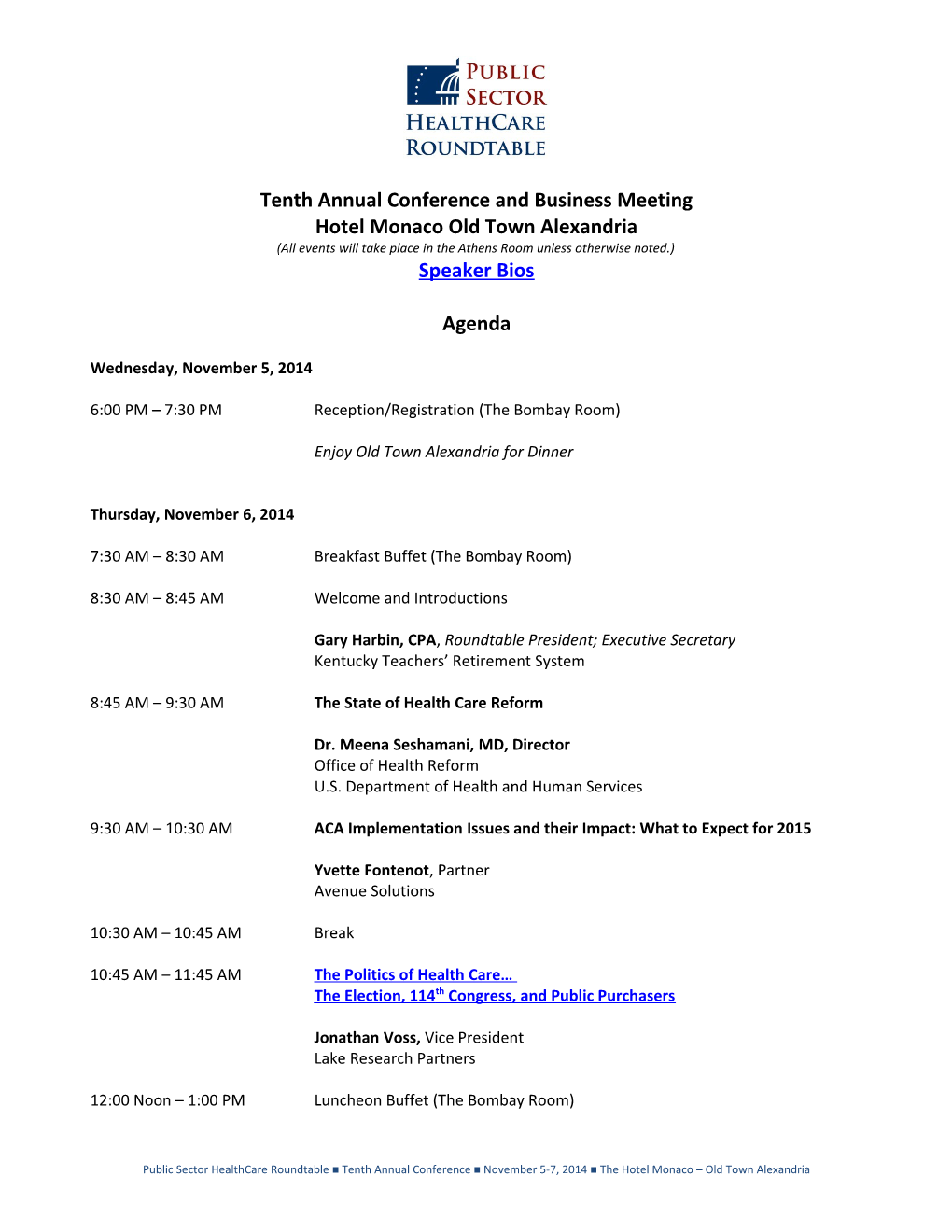 Tenth Annual Conference and Business Meeting