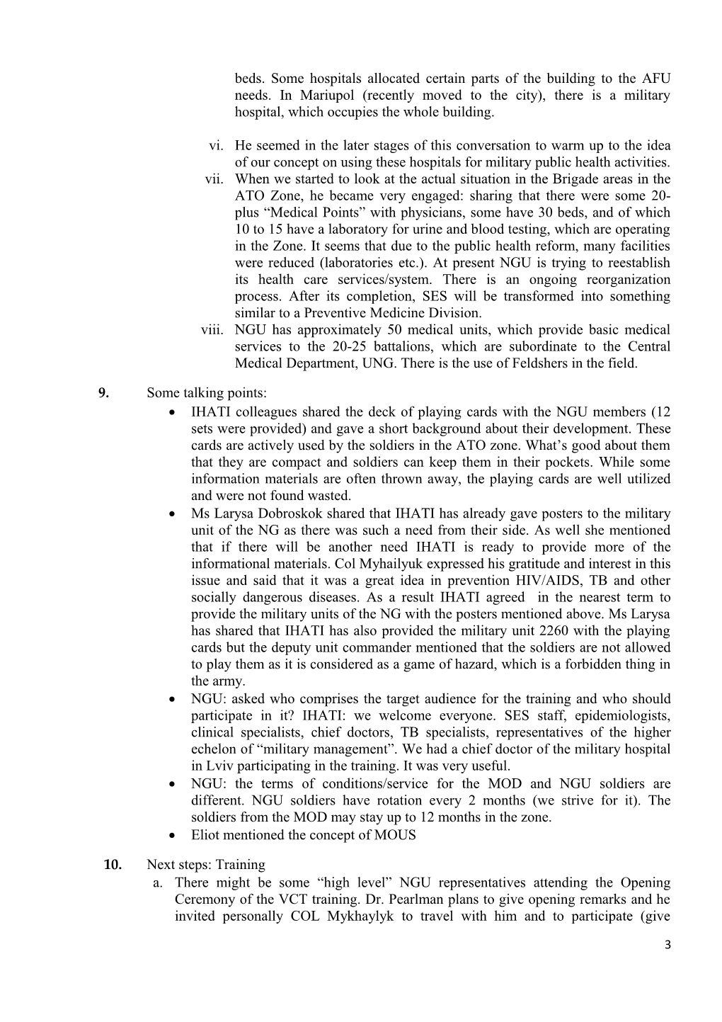 Subject: Draft Minutes of the Meeting with the National Guard of Ukraine (NGU)