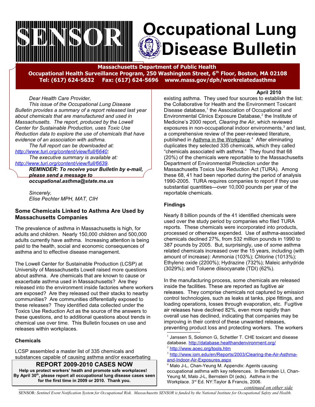 Occupational Lung Disease Bulletin
