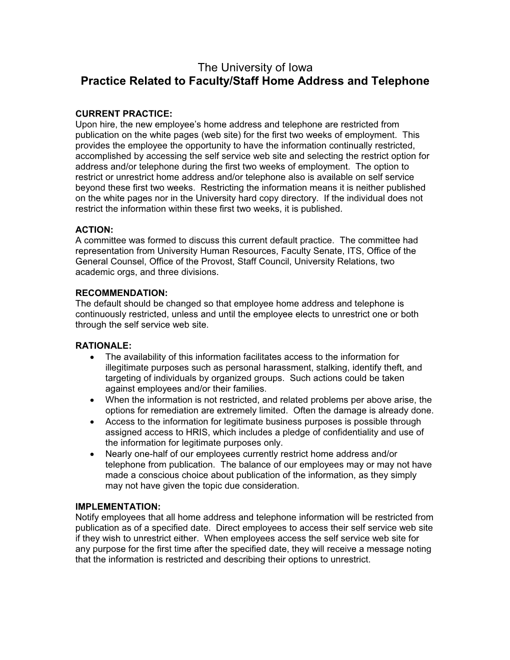 Policy Related to Faculty/Staff ID Card