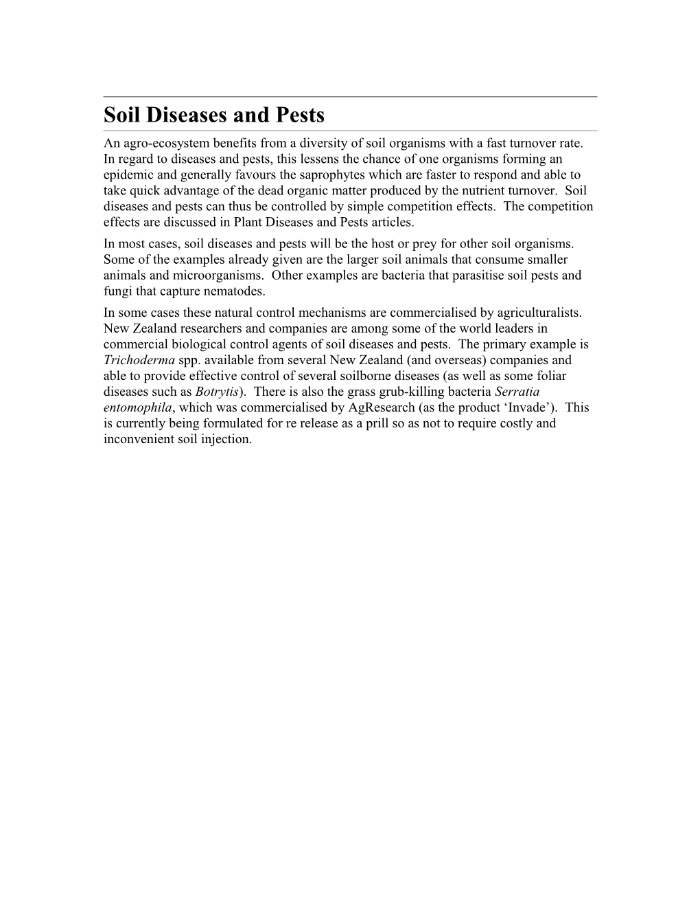 Soil Diseases and Pests