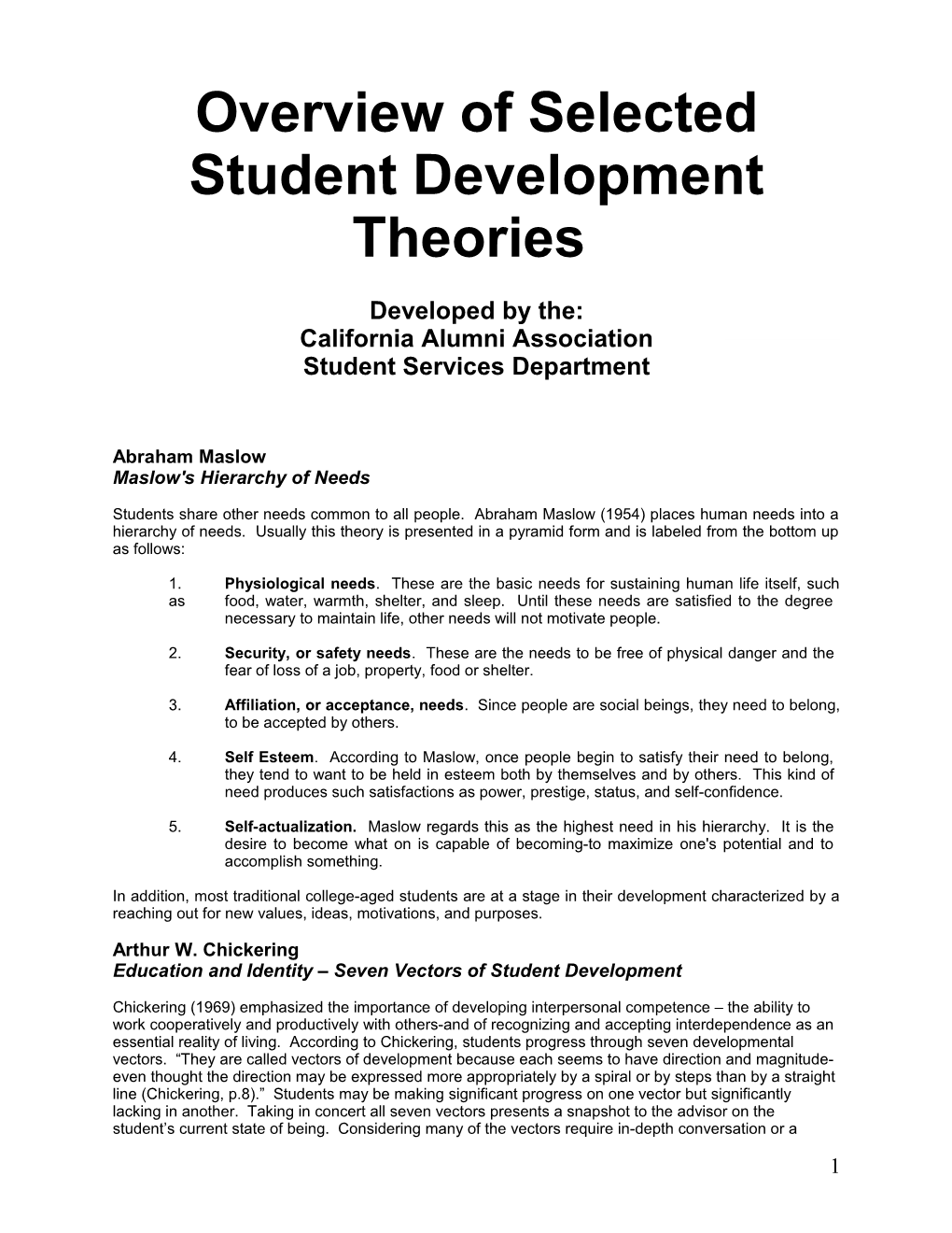 Student Development Theories