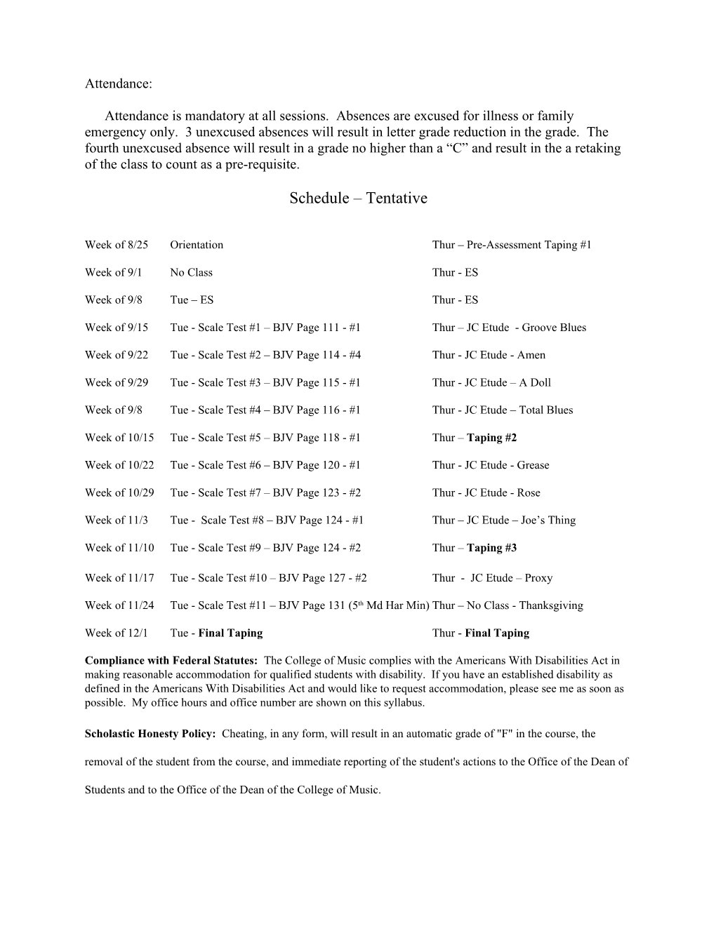 Syllabus and Course Schedule