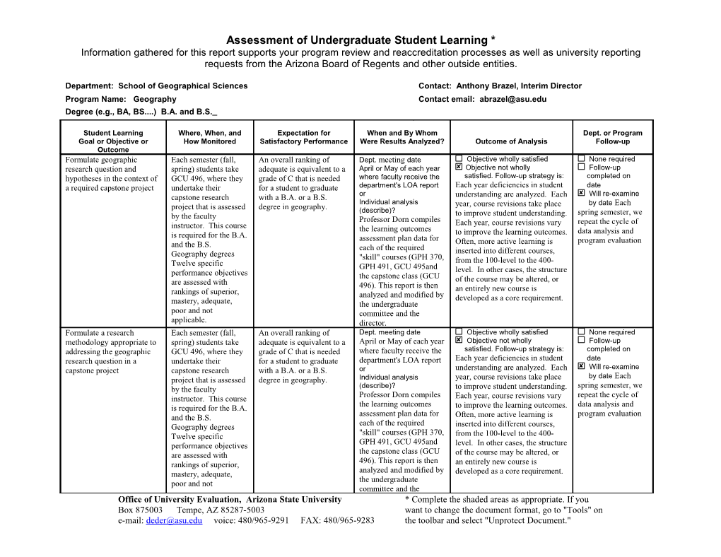 SIUE Undergraduate Assessment And Program Review