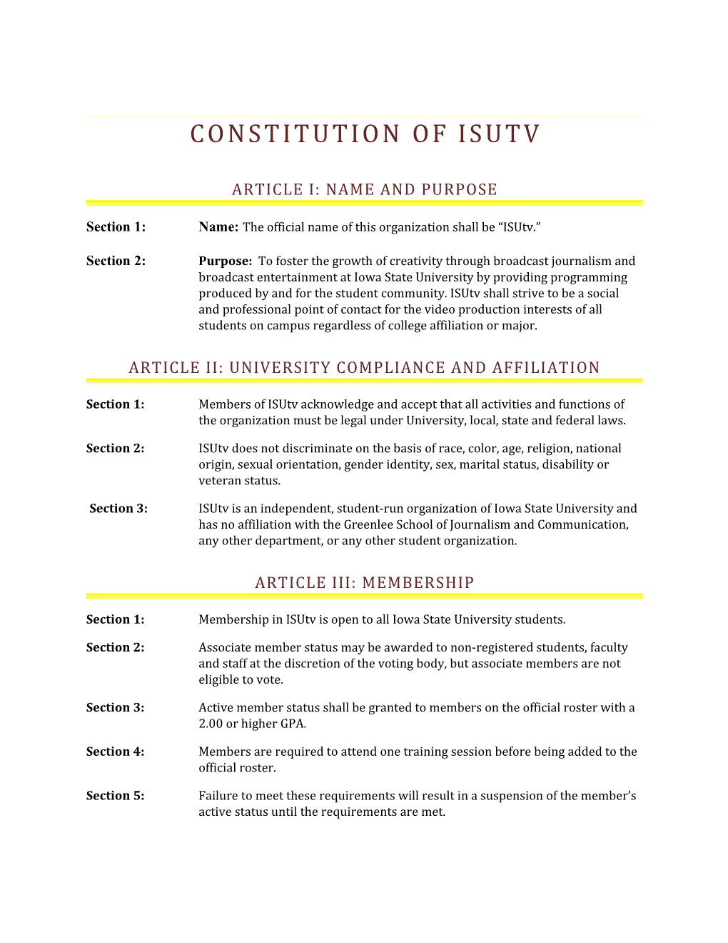 Revised Isutv Constitution