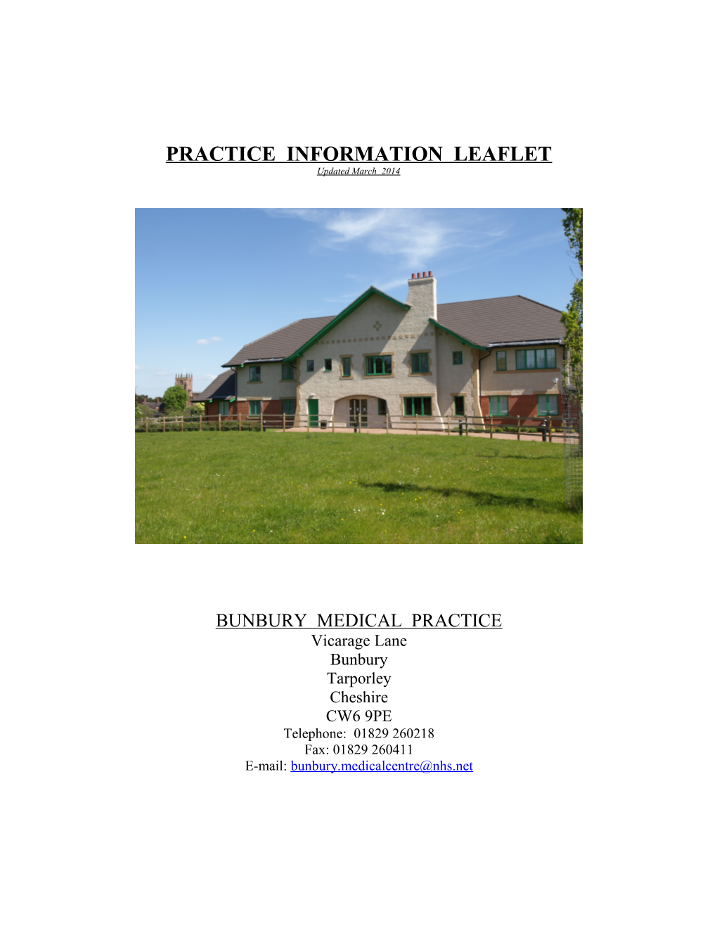 Practice Information Leaflet