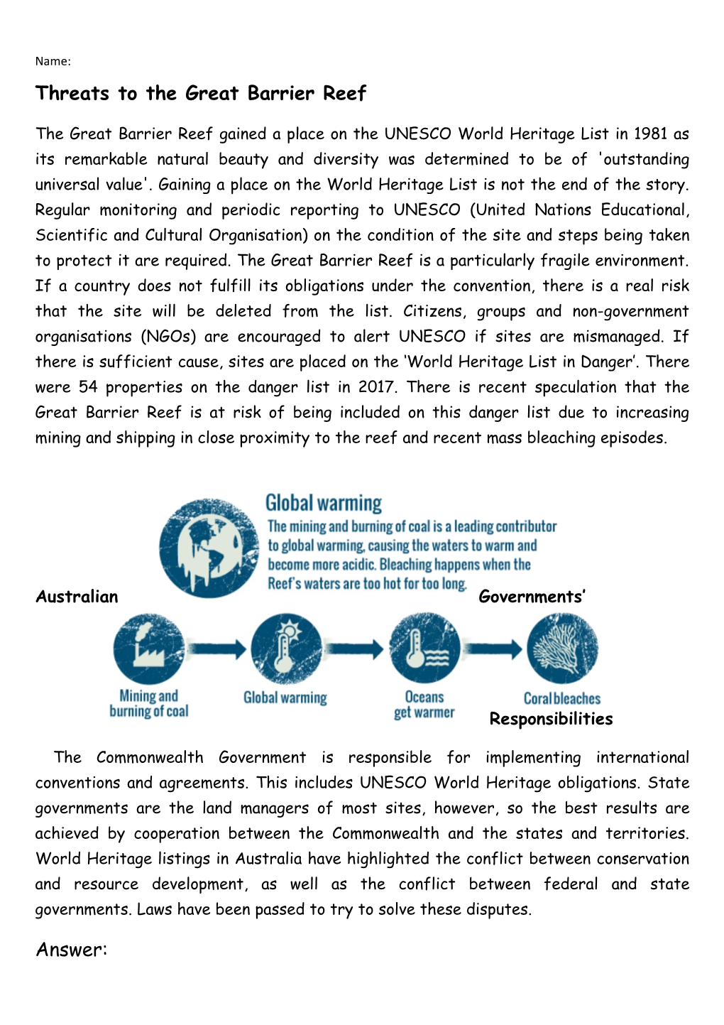 Threats to the Great Barrier Reef