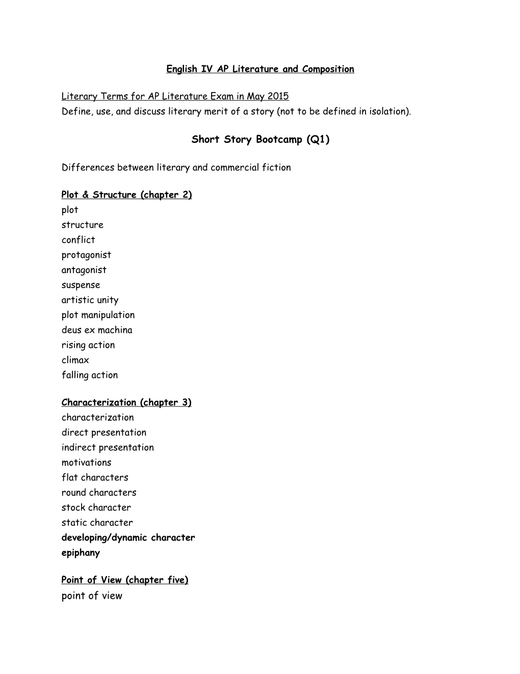 English IV AP Literary Terms And Authors 2014.Docx