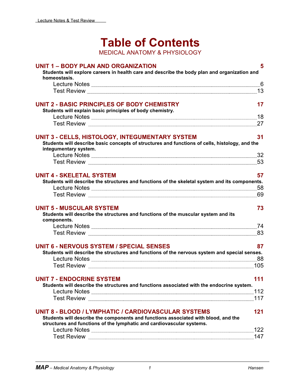 Unit 1 Body Plan and Organization 5