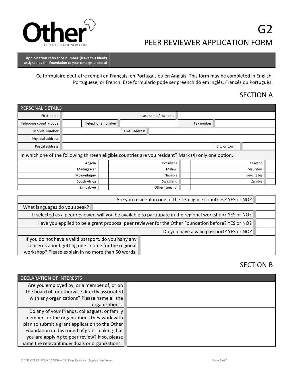 Peer Reviewer Application Form