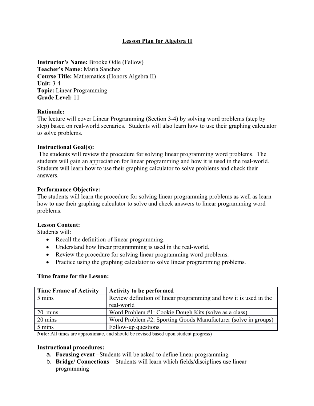 Lesson Plan for Cellular Respiration Lab