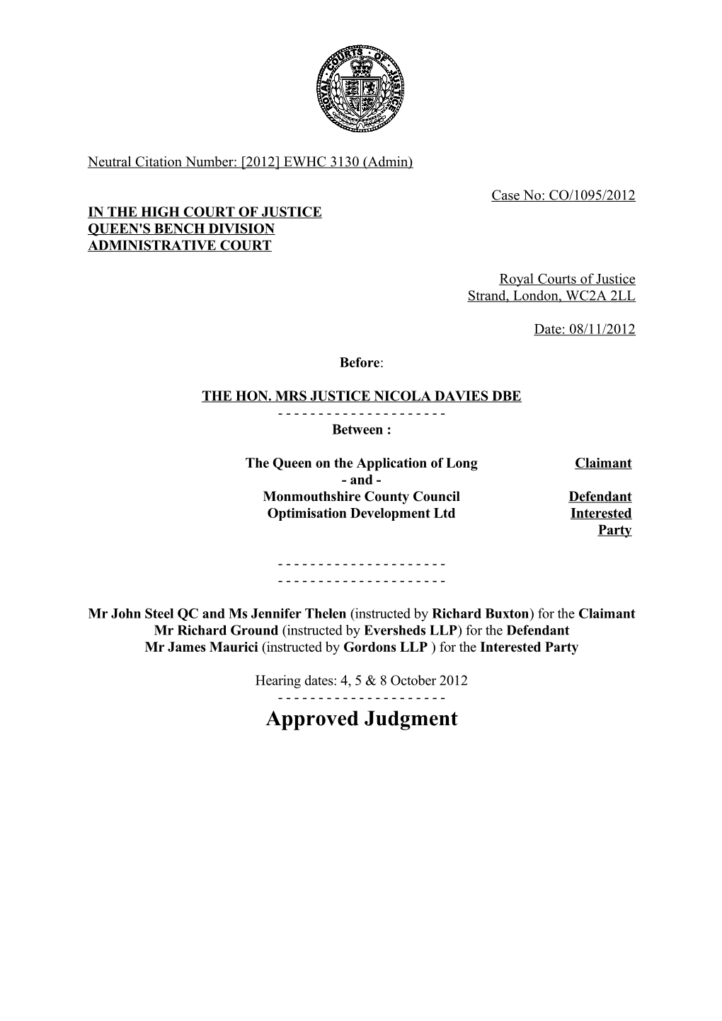 High Court Judgment Template s22