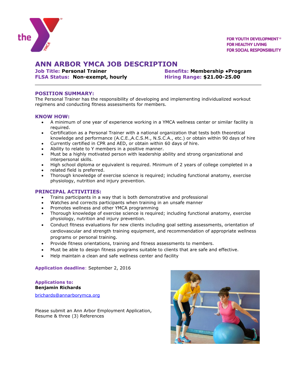 Ann Arbor Ymca Job Description