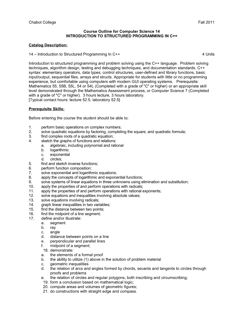 Course Outline for Computer Science 14, Page 4