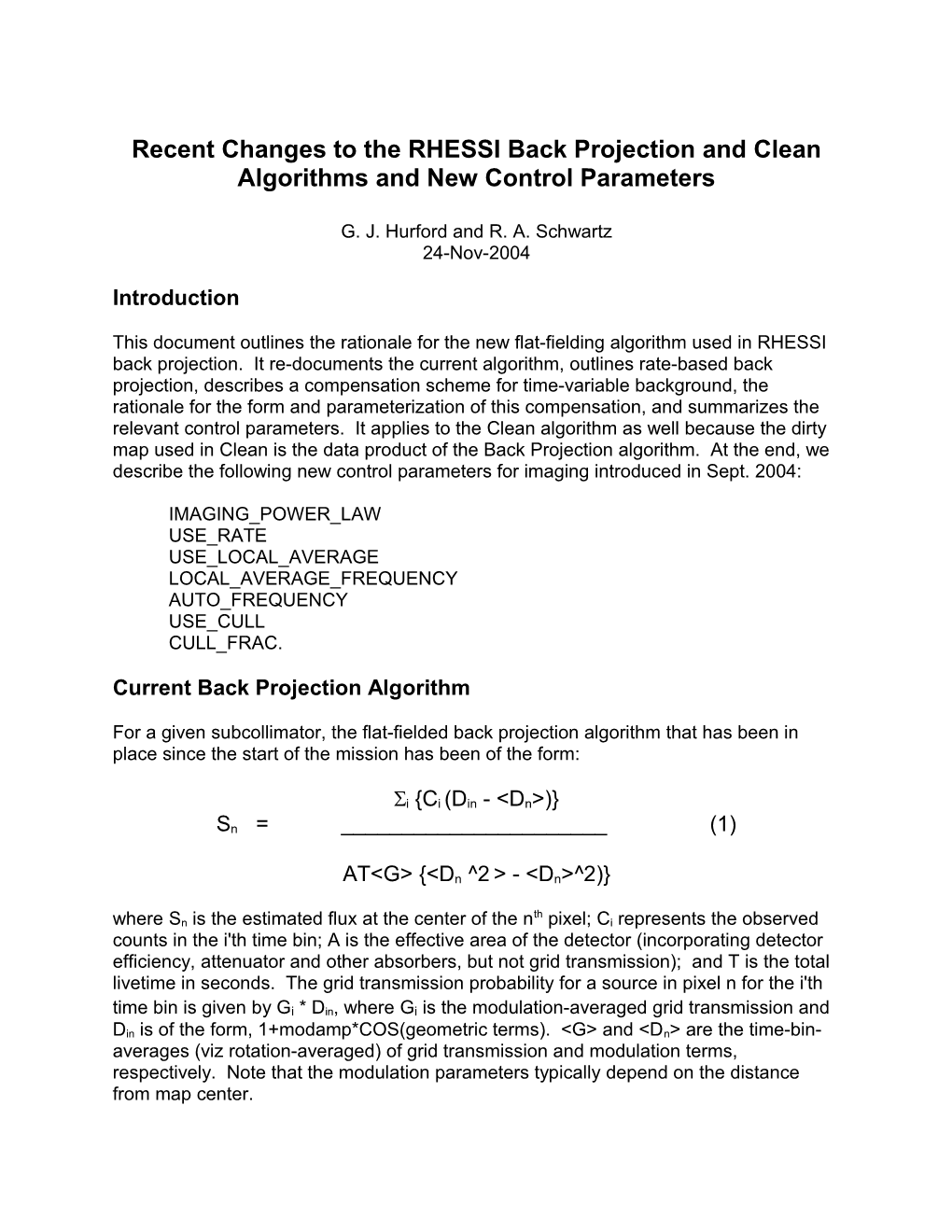 Recent Changes to the RHESSI Backprojection Algorithm