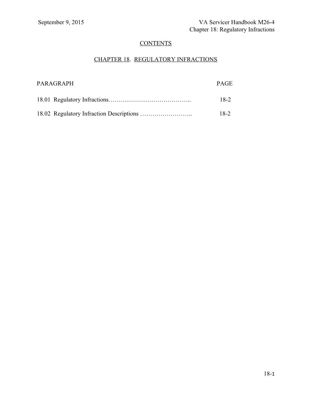 September 9, 2015 VA Servicer Handbook M26-4