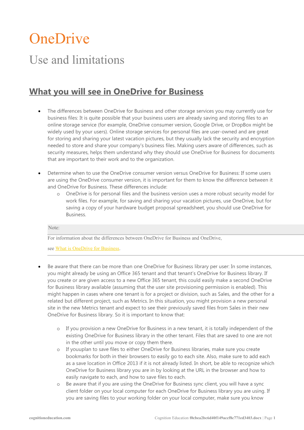 What You Will See in Onedrive for Business