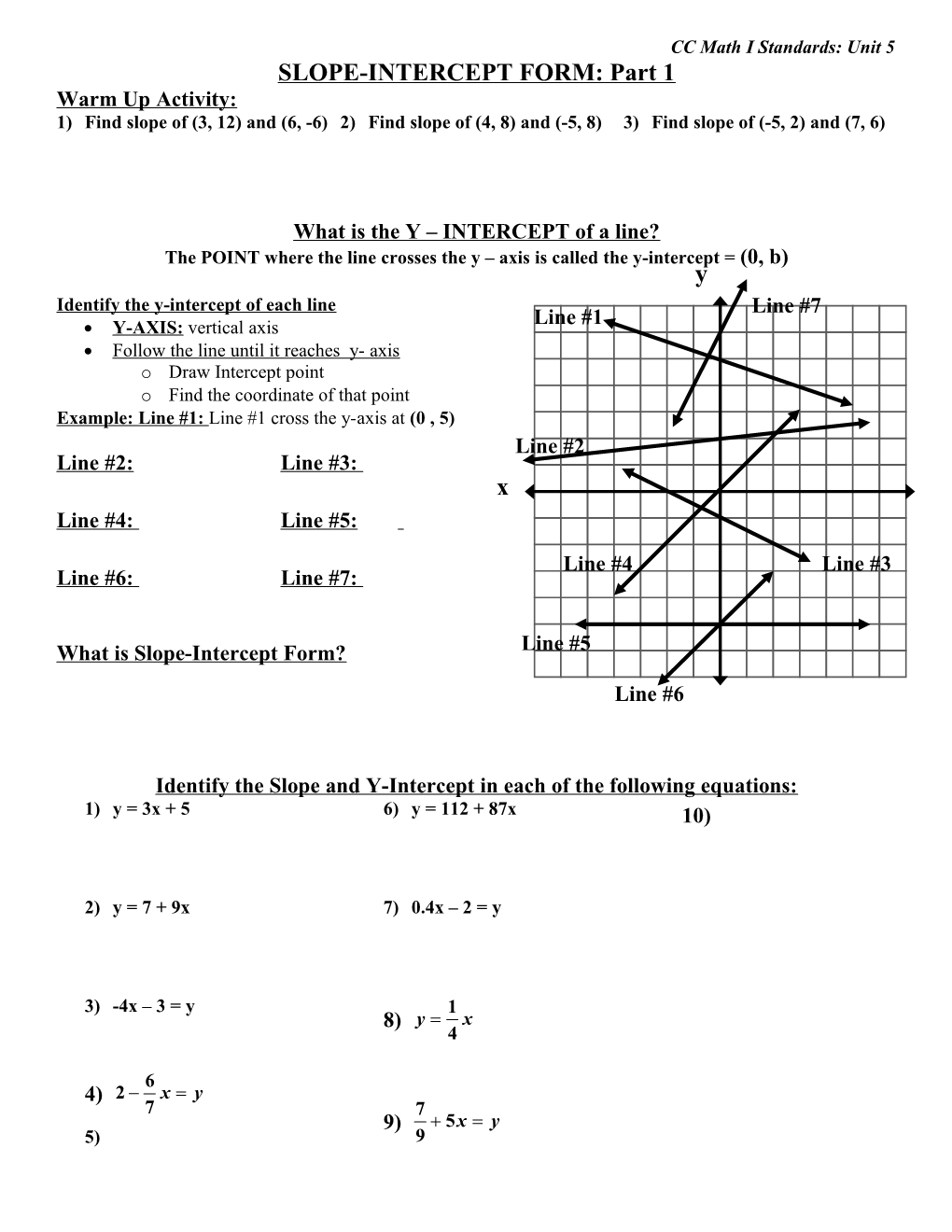 Algebra I Chapter 5 Section 3