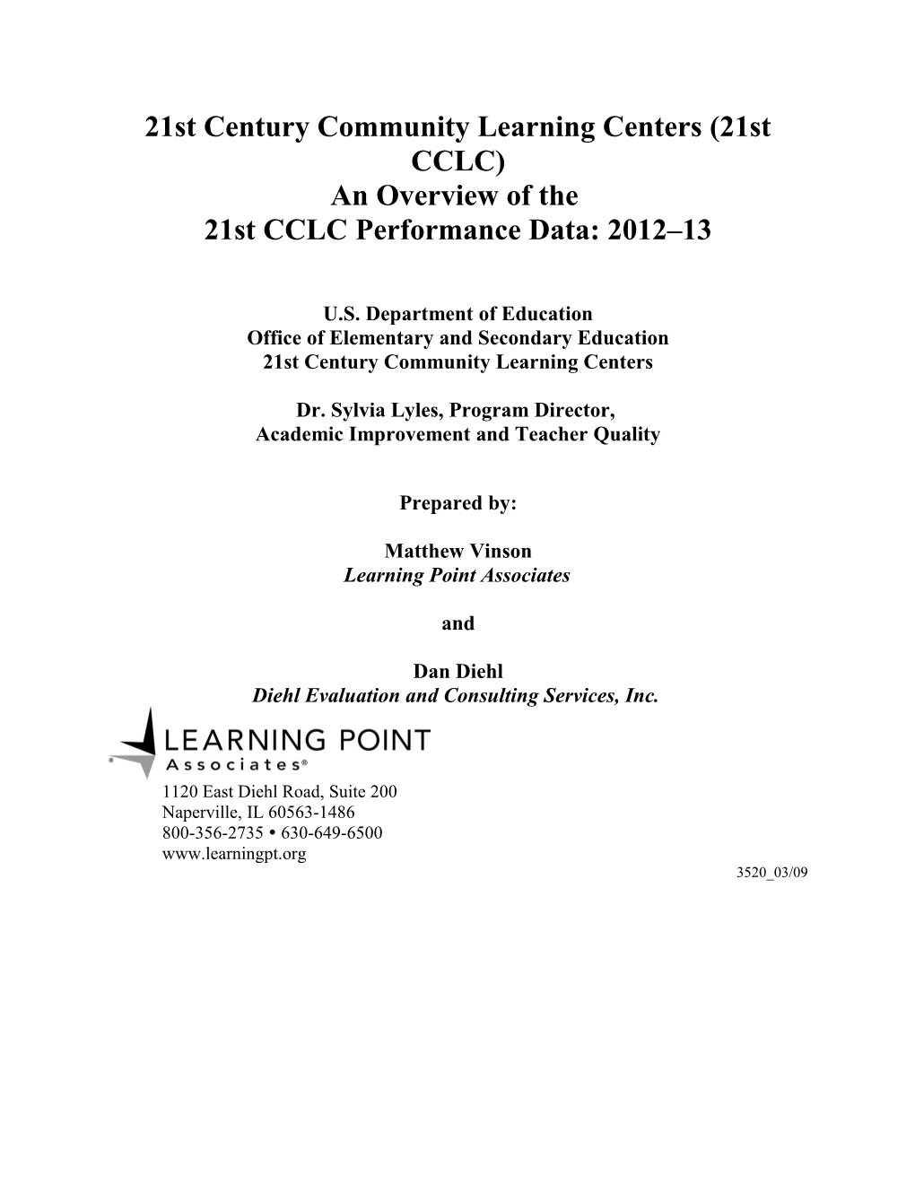 21St CCLC Performance Data: 2012 13 (Msword)