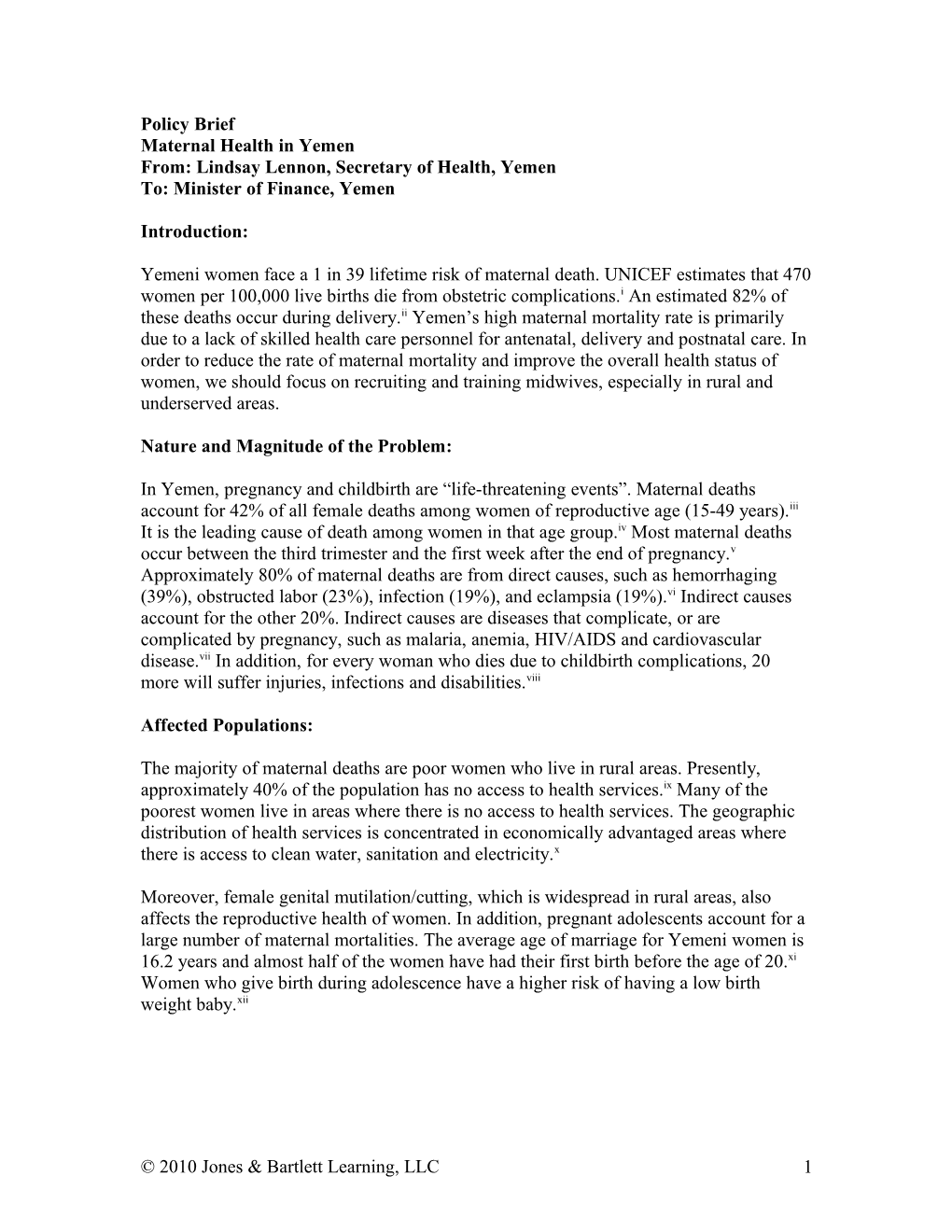 Special Topics In Global Public Health: Maternal Health In Yemen