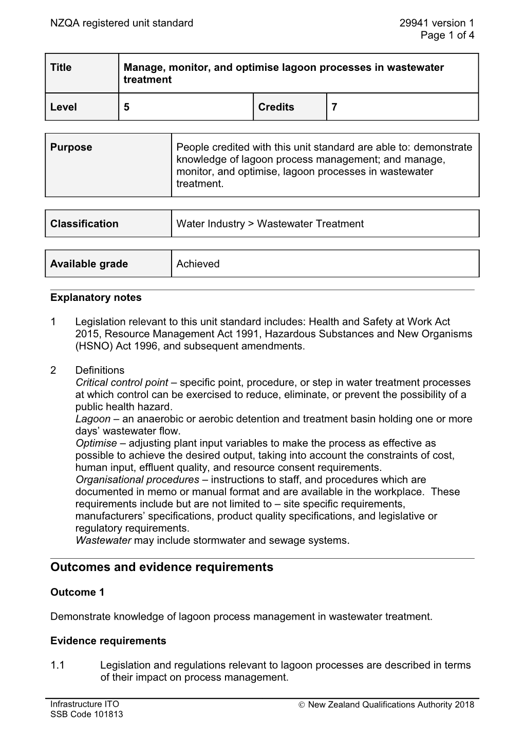 29941 Manage, Monitor, and Optimise Lagoon Processes in Wastewater Treatment