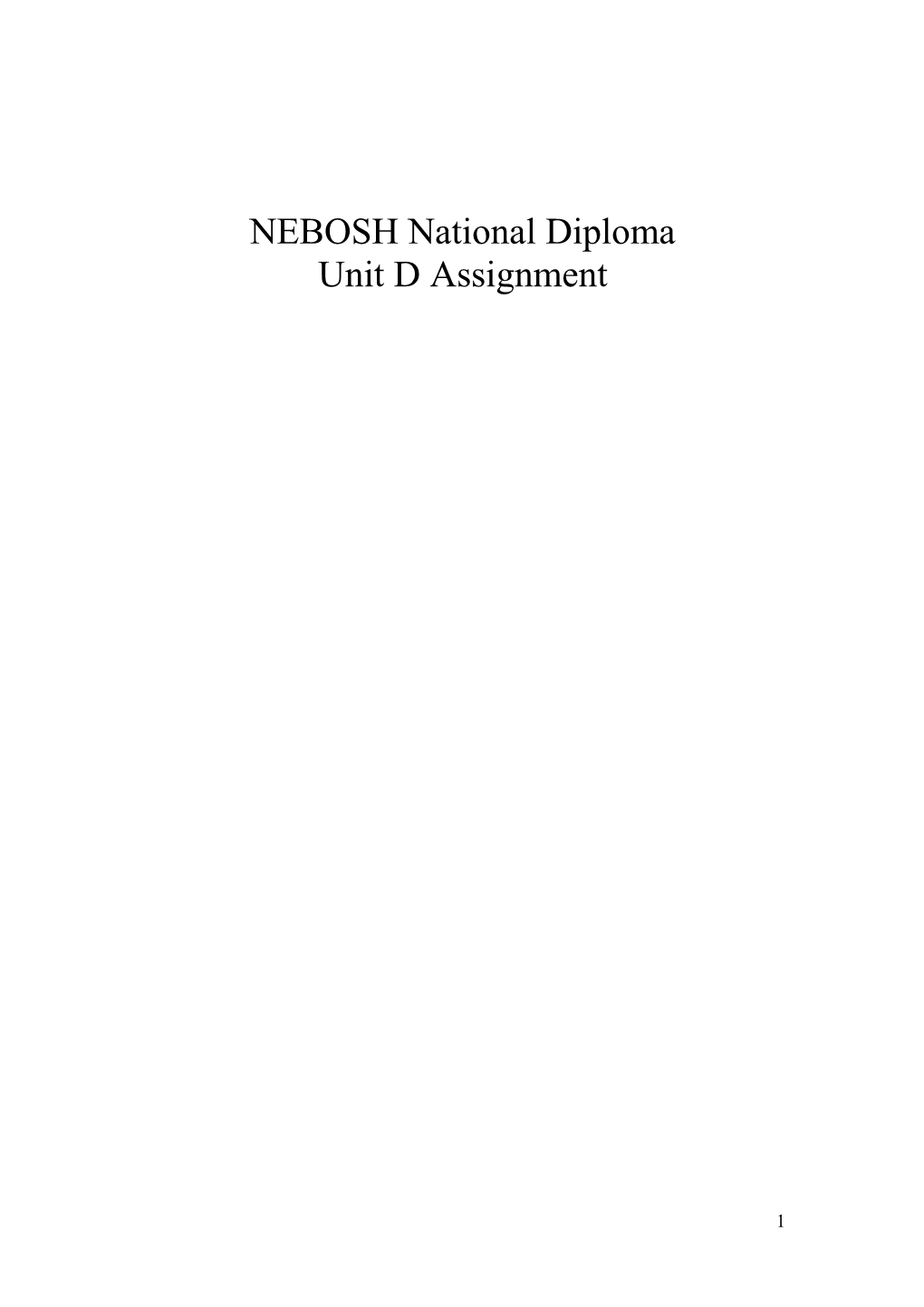 NEBOSH National Diploma