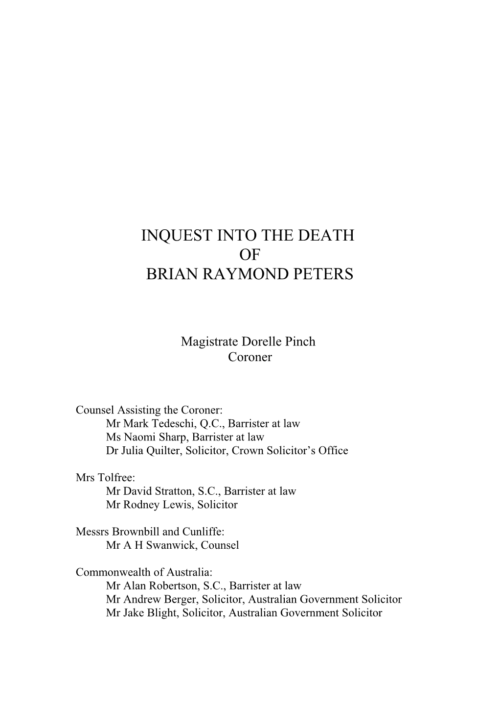 Inquest Into the Death