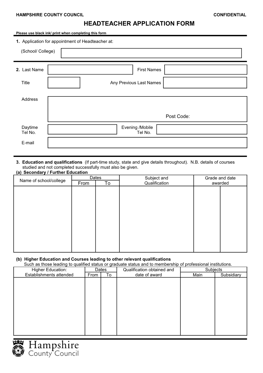 Hampshire County Council Confidential s1