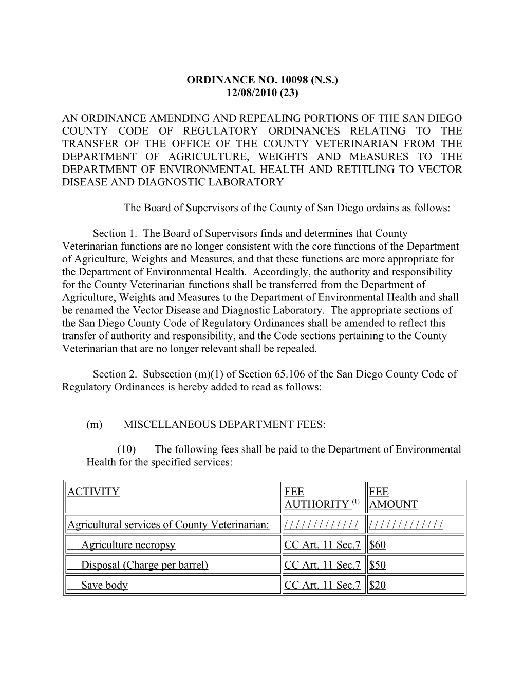 (F) SOLID WASTE FEES: Solid Waste Fees As Provided in Section 41901 and 43213, Part 4