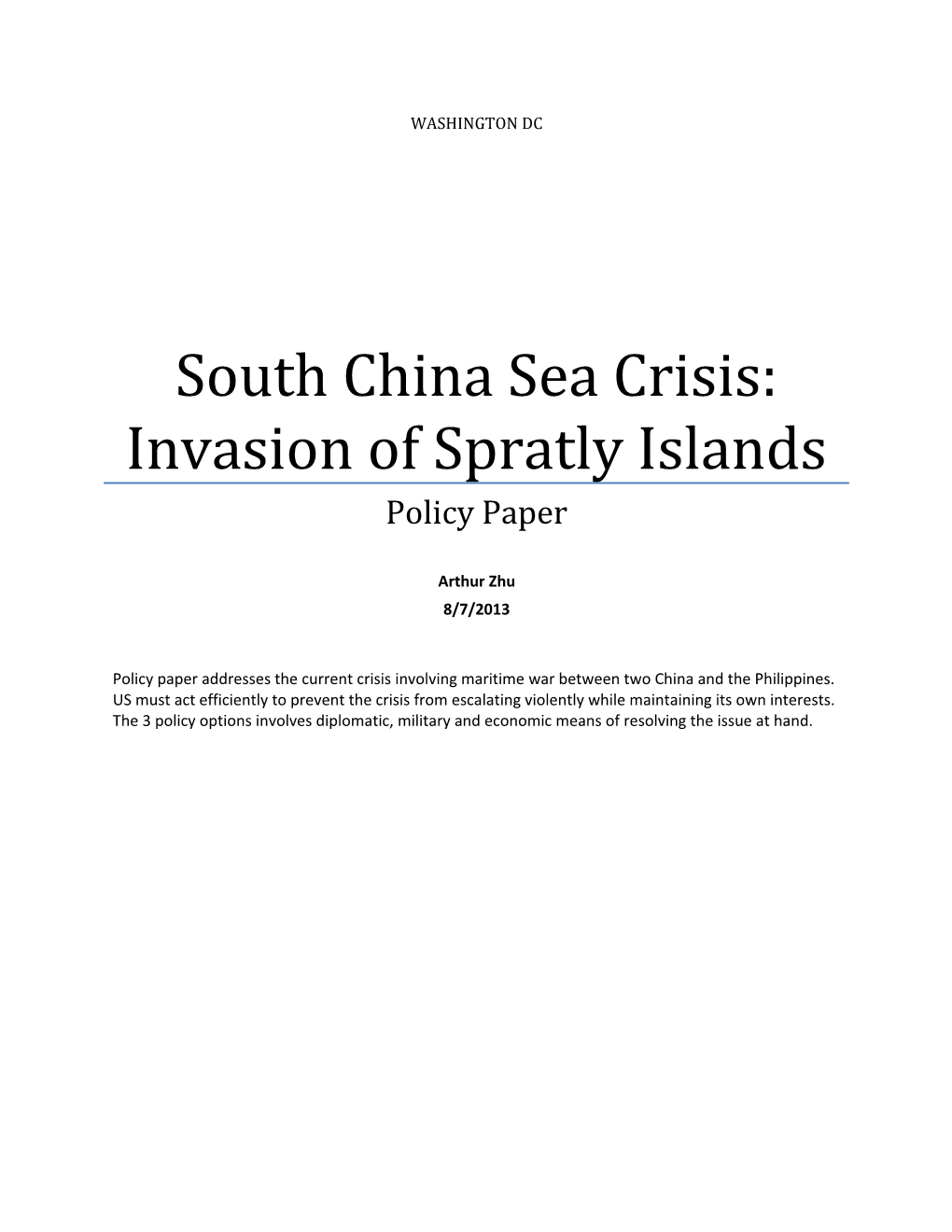 South China Sea Crisis: Invasion of Spratly Islands