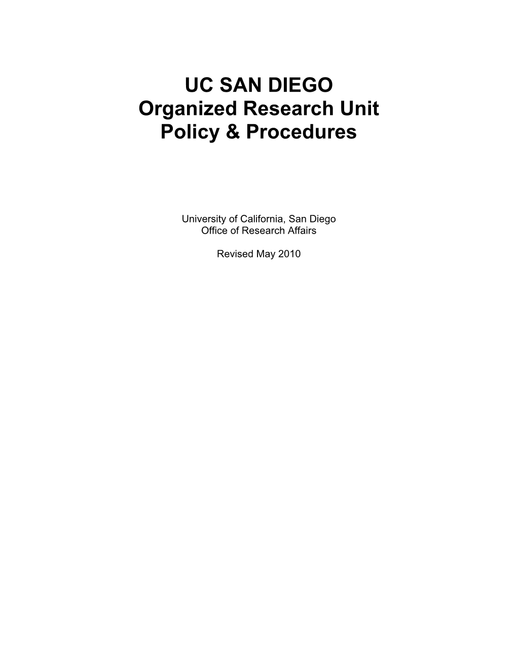 Organized Research Unit