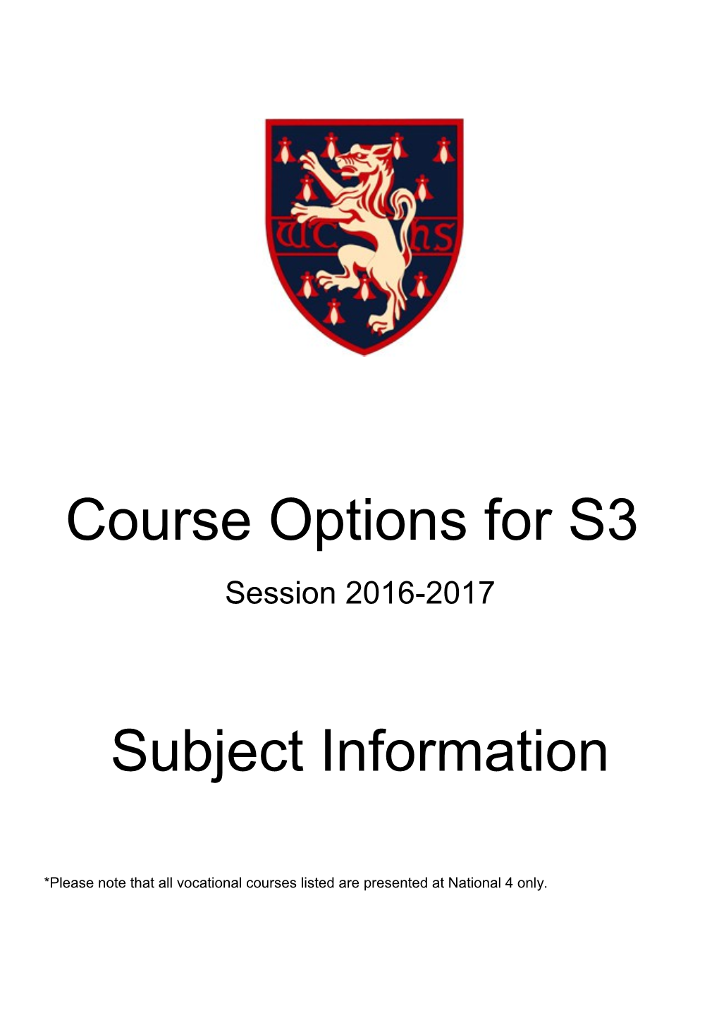 S3 Course Choice - Subject Information