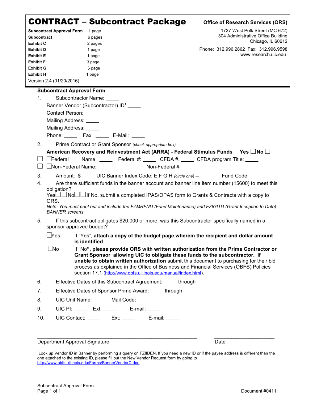 Subcontract Approval Form