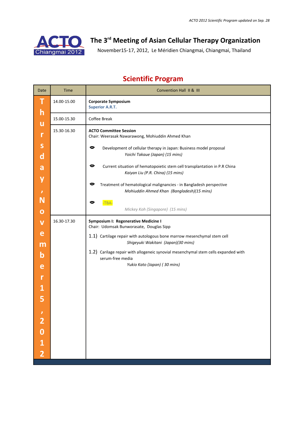 The 3Rd Meeting of Asian Cellular Therapy Organization