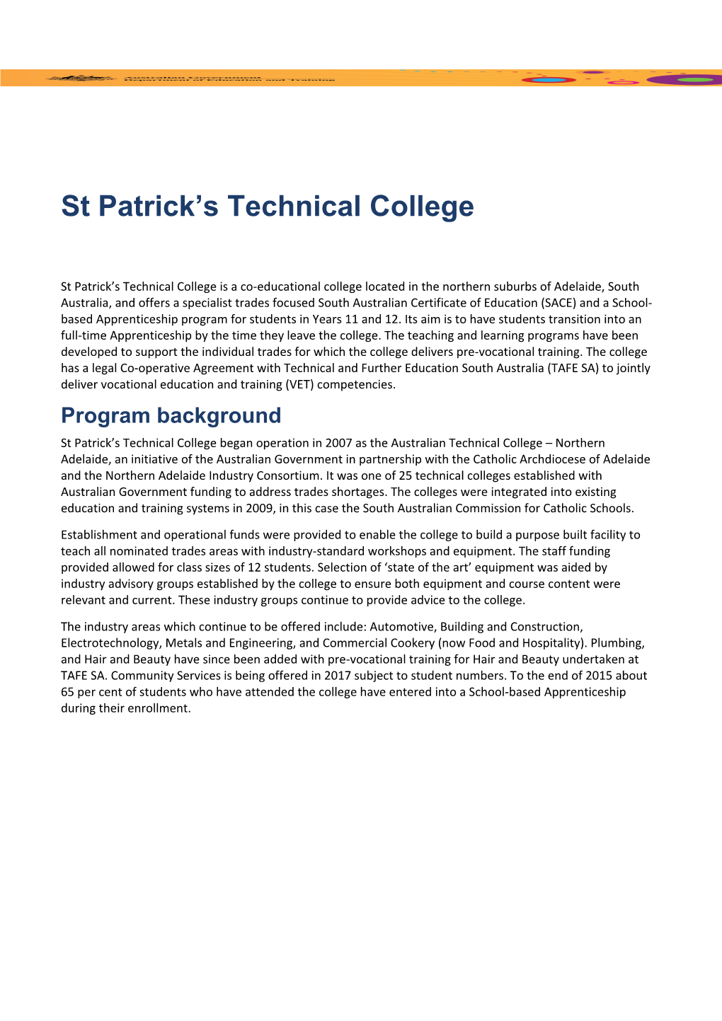 St Patrick S Technical College