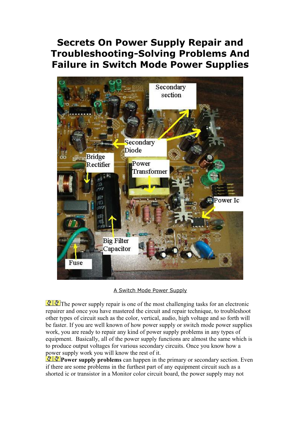 Secrets on Power Supply Repair and Troubleshooting-Solving Problems and Failure in Switch
