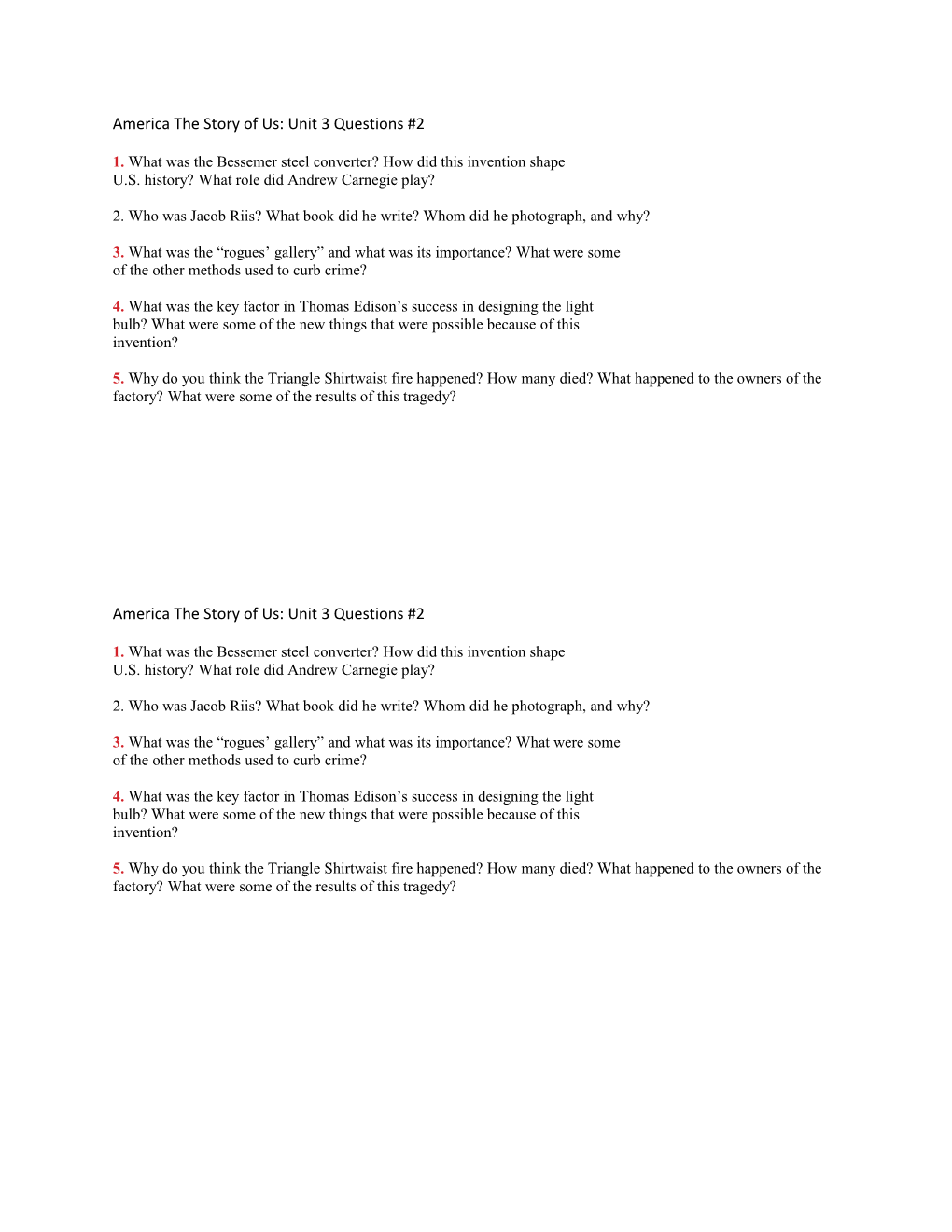 America the Story of Us: Unit 3 Questions #2